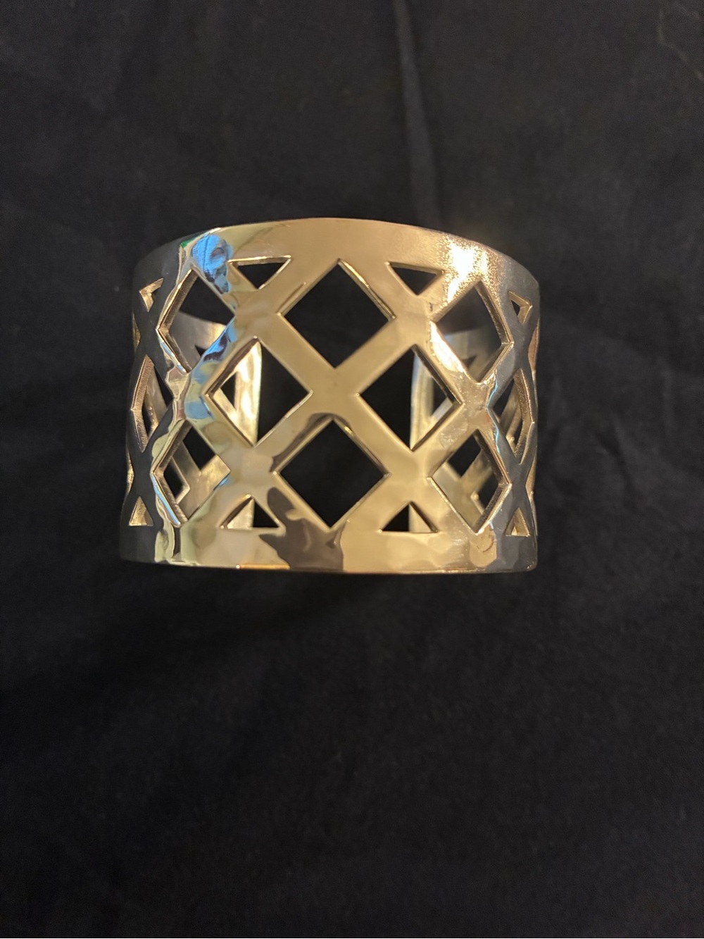 Silver Lattice Cutout Wide Cuff Bracelet -Rustic Cuff